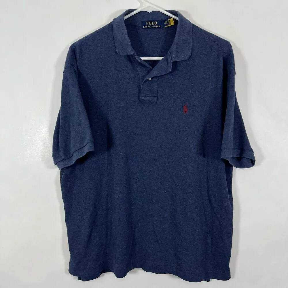 Polo Ralph Lauren Polo Shirt Mens Size Medium Blue Red Pony Short Sleeve